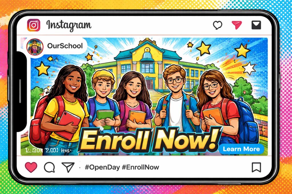 Meta per le paritarie: la schermata instagram